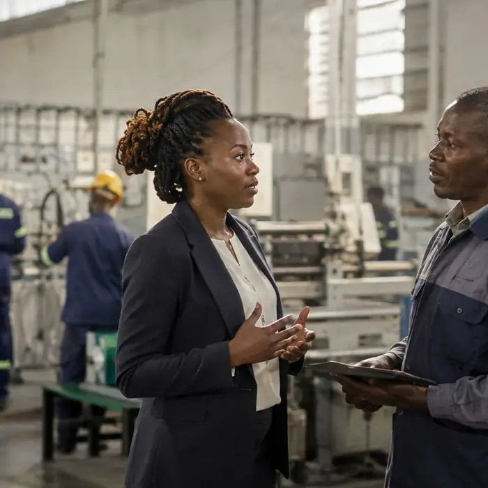 Entrepreneure industrielle sur son site