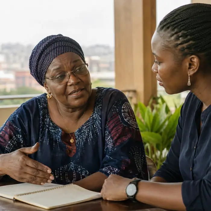 Femme mentor en échange professionnel